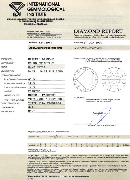 Foto 9 - Diamant 0,72 Carat Brillant IGI Lupenrein Top Wesselton, D6391