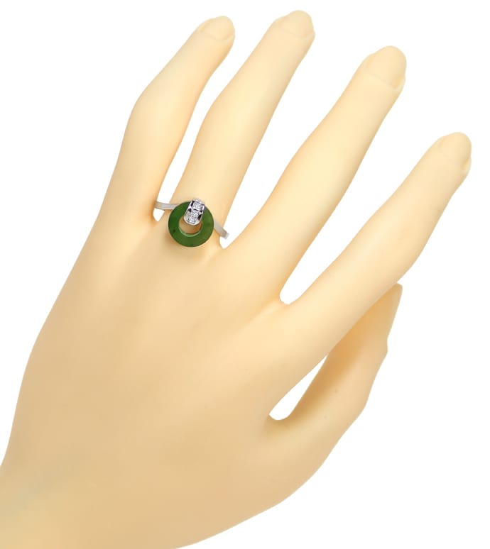 Foto 4 - Designer-Weißgold-Ring mit Kreis aus Jade und Diamanten, Q1342