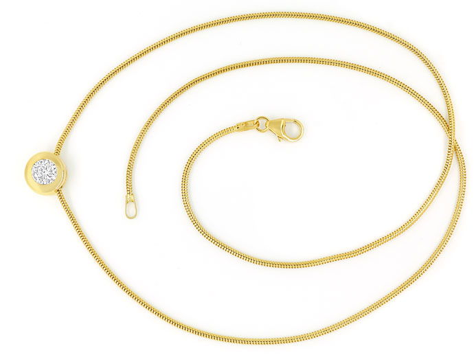 Foto 1 - Gelbgold-Collier mit 0,55ct Brillant an Schlangenkette, R7434