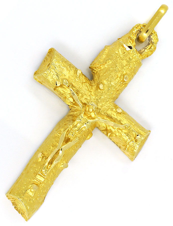 Foto 2 - Plastischer Kreuzanhänger mit Jesus massiv 18K Gelbgold, S9861